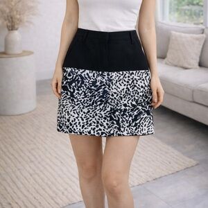 Tibi Black & White Trouser Mini Skirt